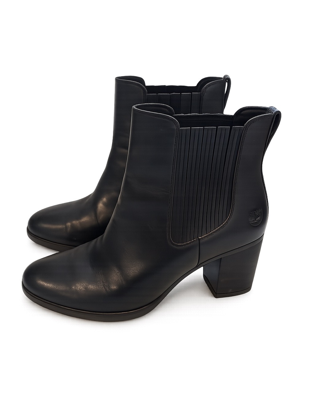 Timberland Women’s Black Leather Chelsea Heel Ankle Boots – Size 10